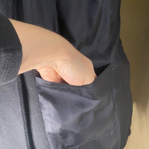 Holly Deb Vintage WOOL Blend Women Coat Black Double Breasted in Military Style - Picture 14 of 16